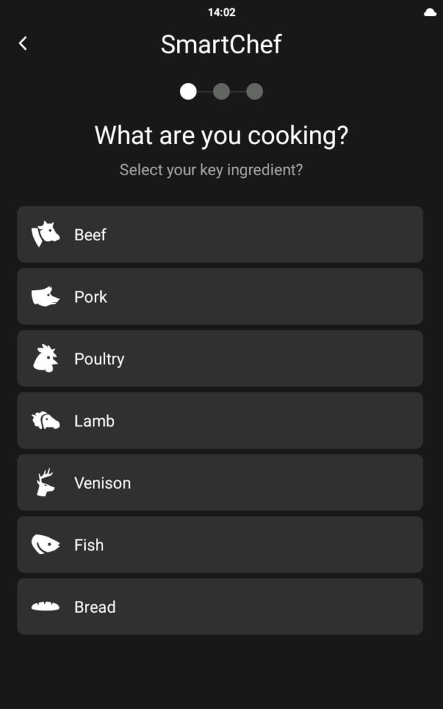 SmartChef step 1 select food