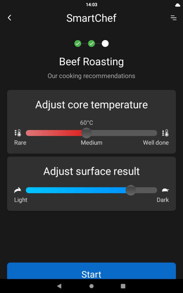SmartChef step 3 adjust your settings